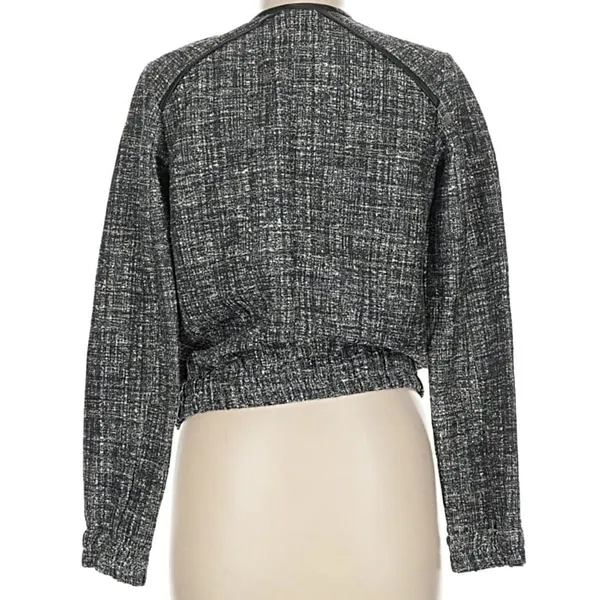 Joie Tweed Leather-Trim Zip-Up Bomber Jacket - Image 2