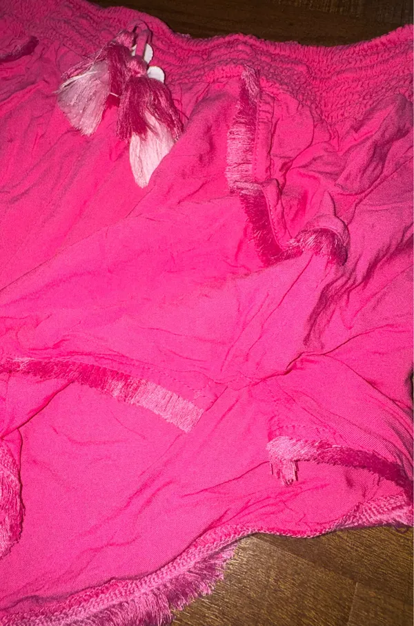 Japna Sleepwear Shorts Bright Pink/Fringe Accent Size Medium Rayon - Image 2