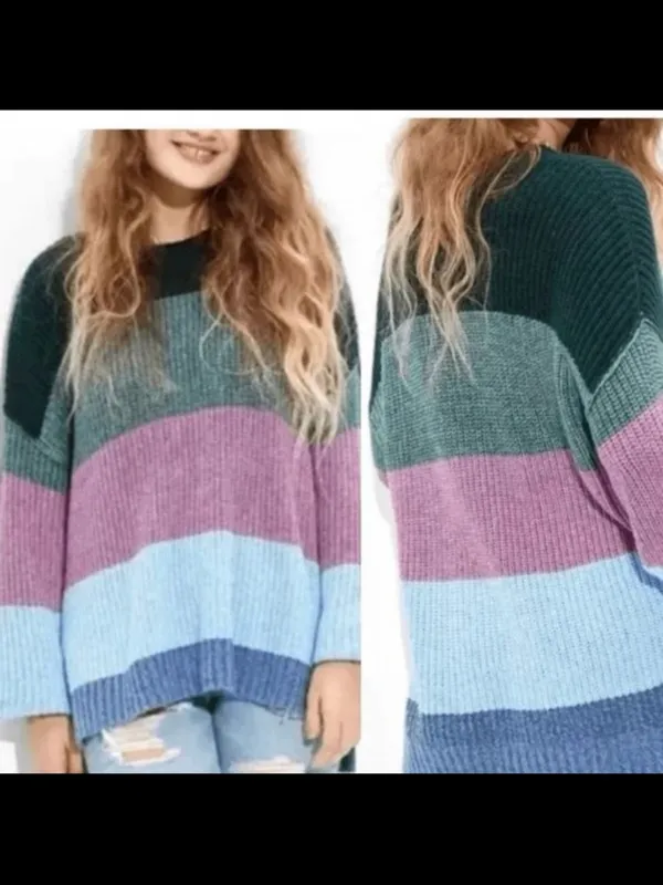 American Eagle AE Dreamspun Cozy Colorblock Knit Sweater Womens XS - Image 2