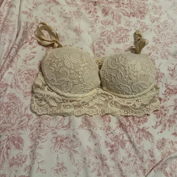 Lace Longline Push-Up Bra - Cream color Small - Image 2