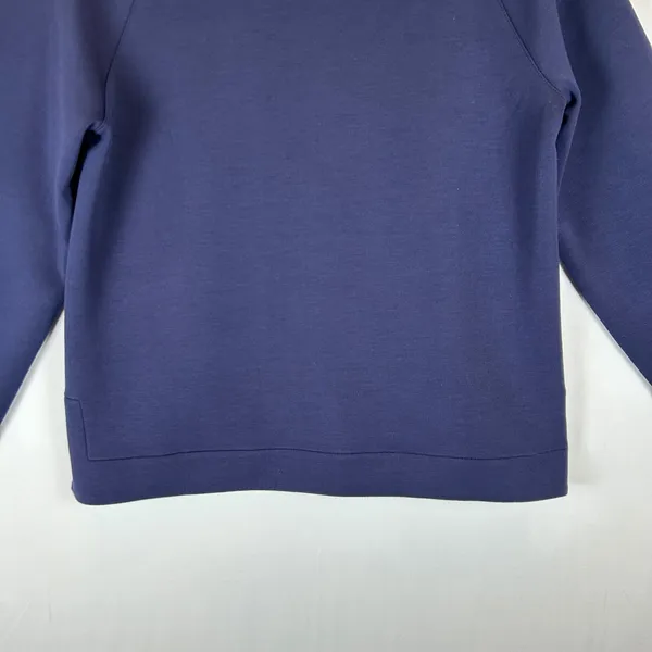 Quince Navy Blue Raglan Crewneck Sweatshirt Curved Tulip Hem Women‎ Small - Image 8