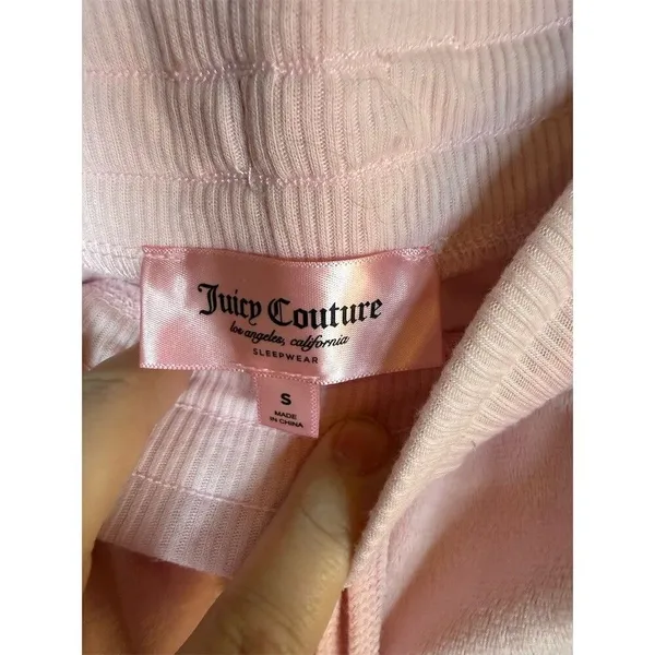 Juicy Couture Pajama Pants Womens S Pink Velour Rhinestone Logo Y2K - Image 8