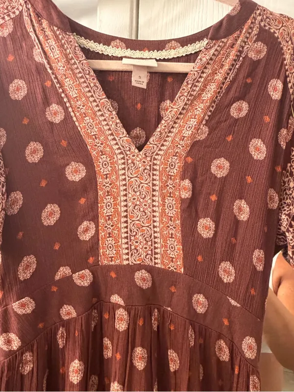 Knox Rose Brown Printed Boho Maxi Dress - Image 2