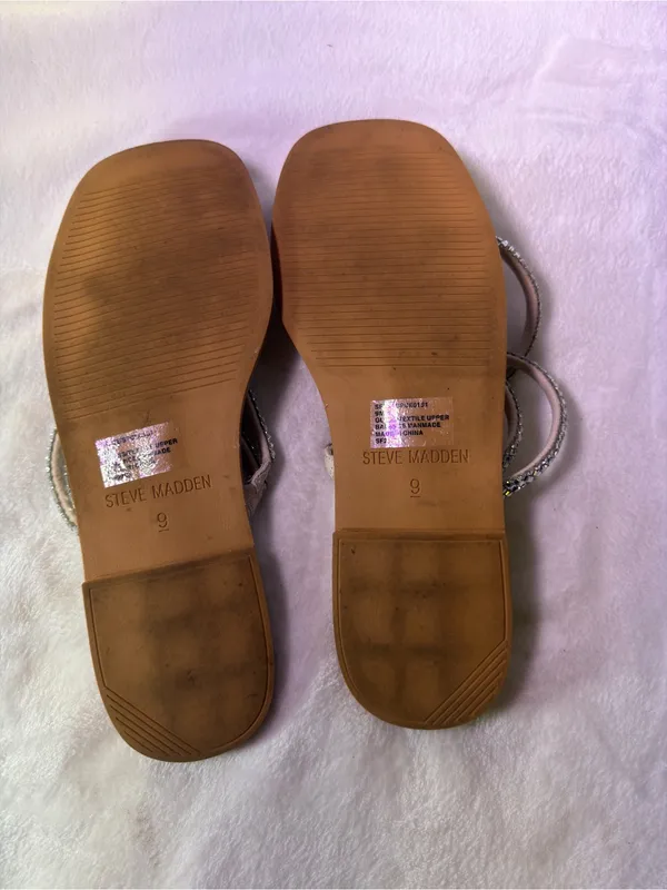 Steve Madden Silver Crystal Strappy Slide Sandals - Image 7