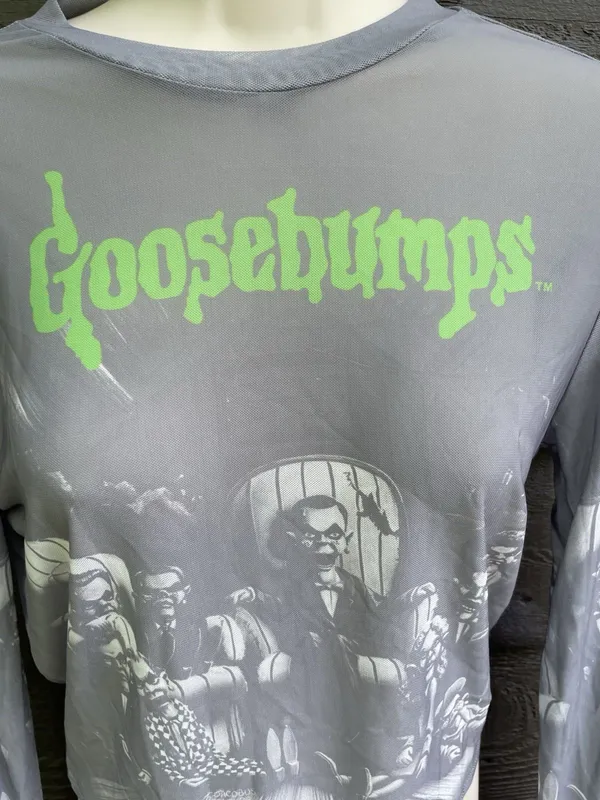 Y2K Horrorcore Goosebumps Slappy Mesh Crop Top Long Sleeve Goth Grunge Size M - Image 11