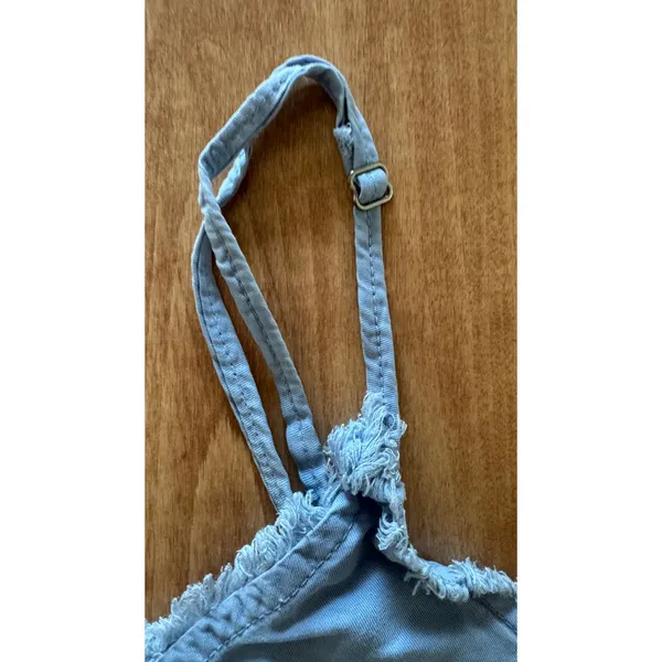 Dex Women‎ Light Blue Tie Dye Tencel Camisole V-Neck Frayed Trim Tank Top Small - Image 2
