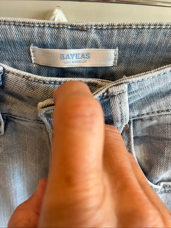 Bayeas Los Angeles High-Waist Light Blue Embroidered Wide-Leg Jeans New - Image 6