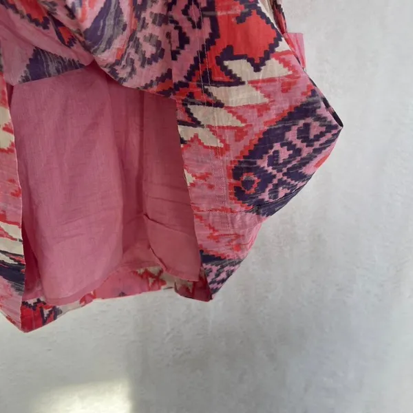 American Eagle Pink Ikat‎ Geometric Sun Dress Womens 0 Boho Cotton Mini Pocket - Image 4