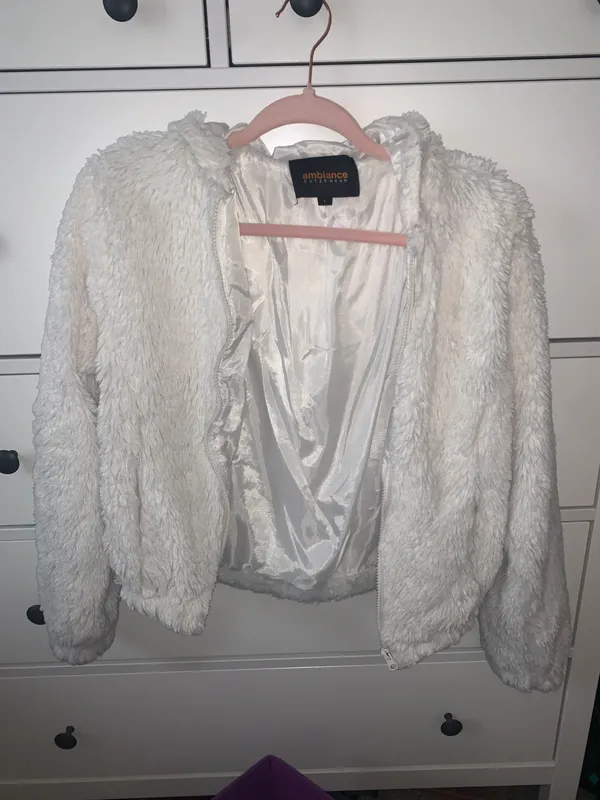 Ambiance Apparel White Winter Faux Fur Zip-up Jacket - Image 2