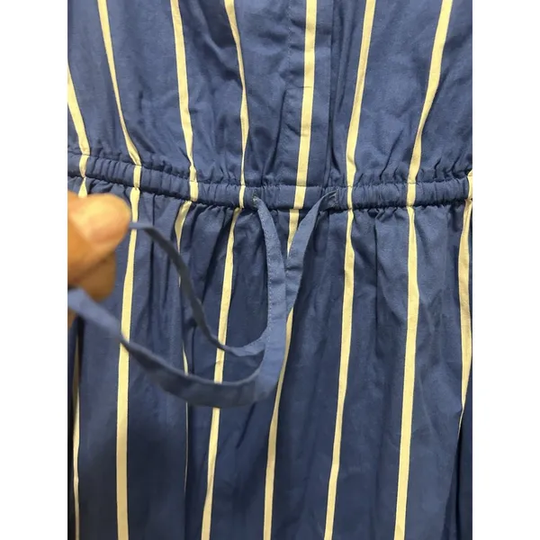 New J.Crew Size 00 Collared Short-sleeve Tie-waist Mini Dress Blue White Stripe - Image 5