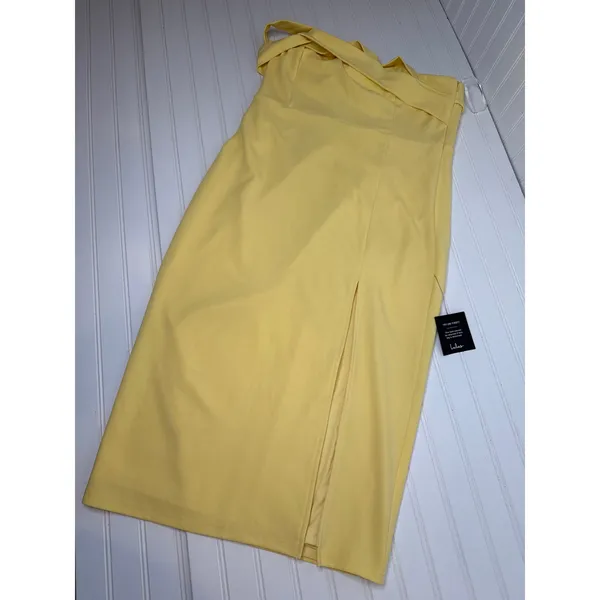 NWT Lulus Twist and Make Up Light Yellow One-Shoulder Bodycon Midi Dress Size XL - Image 2
