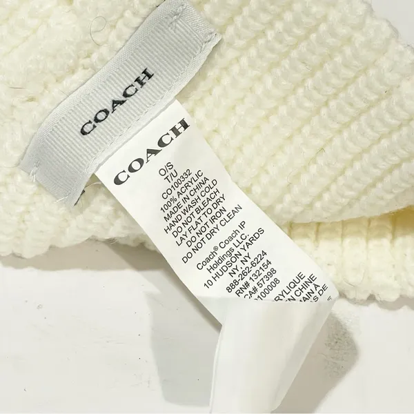 Coach Winter Cable Knit Headband Cream Color with Logo Patch‎ One Size - Image 4