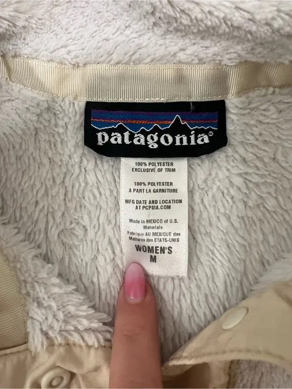 Patagonia Polartec Snap Closure Fleece Pullover Cream Quarter Snap-T Size Medium - Image 3