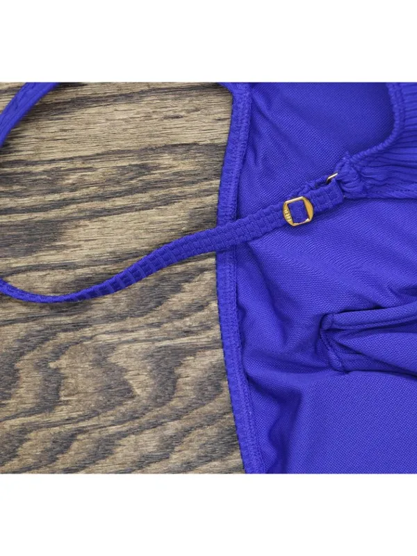 NEW Bleu by Rod Beattie Women Ribbed One Piece Swimsuit Royal Blue 6 - Image 5