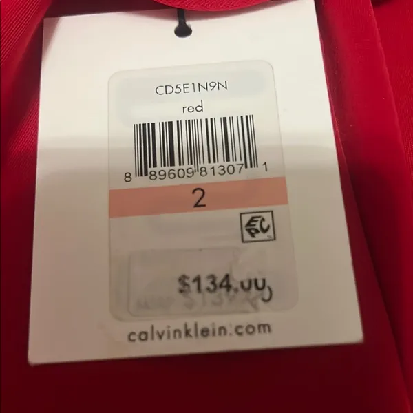 Calvin Klein Red Ruffled Midi Dress - Image 3