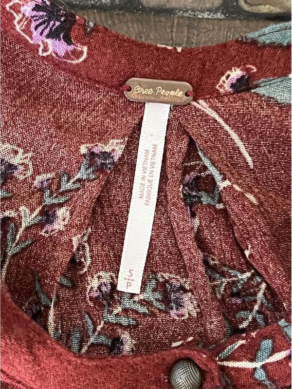 Free People Vintage Y2K Red Floral Swing Mini Dress size small 🌸 - Image 6