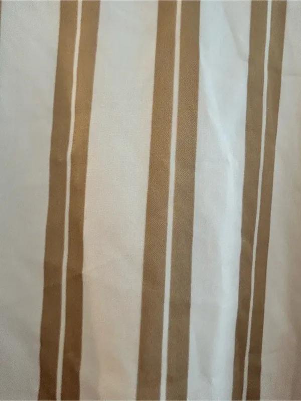Ann Taylor Striped Wrap Dress Puff Sleeves Tan White Size XXL - Image 14