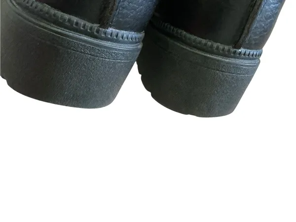 Milwaukee motorcycle women’s biker shoes black leather grunge buckle & stitching - Image 6