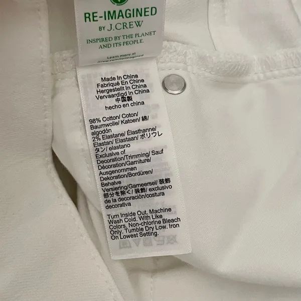 NWT!! J. CREW '96 Slim Wide Jeans Retro Raw Hems Solid White Preppy Frayed 33 - Image 14