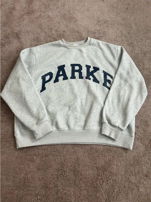 Parke Heather Grey Crewneck Sweatshirt Navy Logo L/XL - Image 3