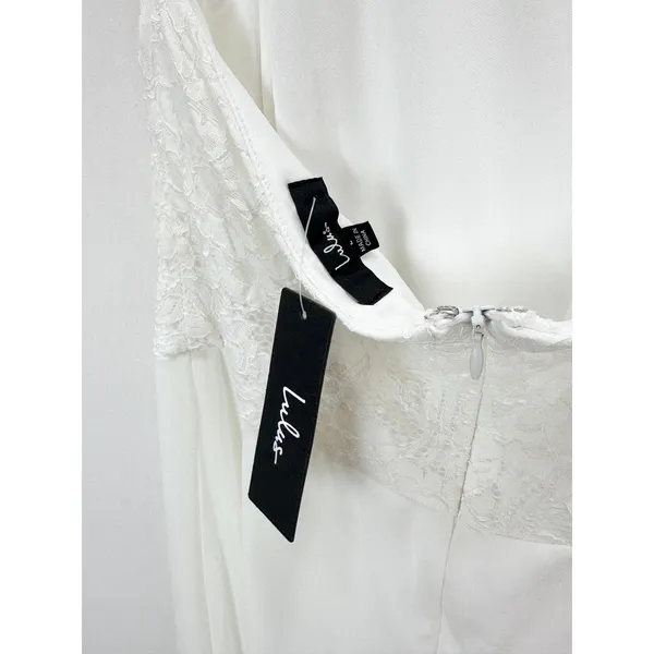 Lulus Love Speaks White Lace Halter Maxi Romper Wedding Bridal Large NWT - Image 7