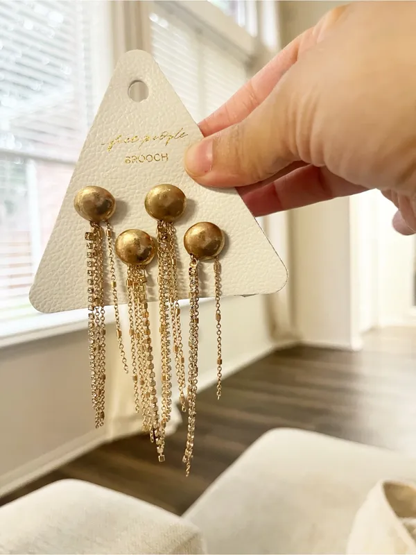 Free People Brandy‎ Fringe Pin Set NWT Gold - Image 3