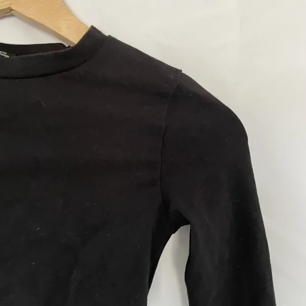Urban‎ Outfitters Black Long Sleeve Crop Top With Belted Detail goth boho - Image 3