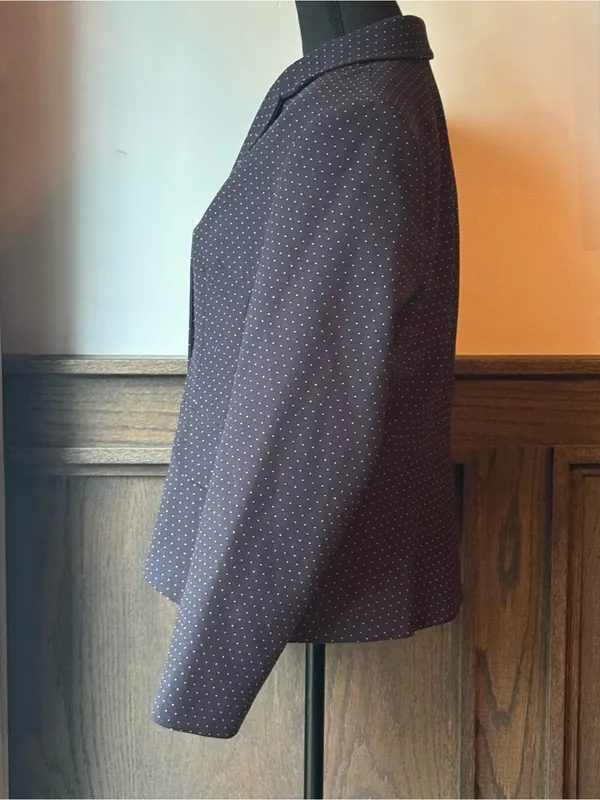 Sag Harbor Classic Navy Polka Dot Women's Blazer Jacket - Navy 12 EUC - Image 3