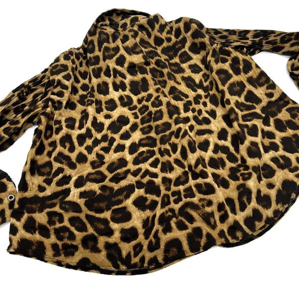 Two Pieces Leopard Set Animal Print Loose High Waisted Pants Flare Loose shirt trousers - Image 6