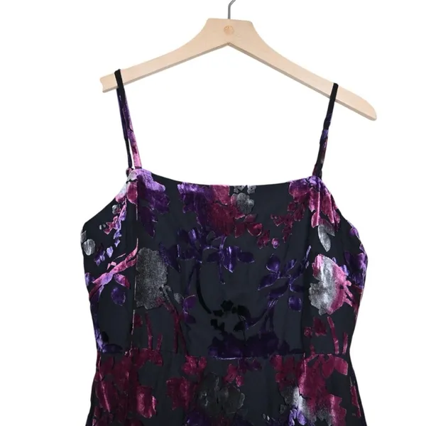 Taylor Womens 8 Black Floral Velvet Fully Lined Midi Dress NEW - Image 4