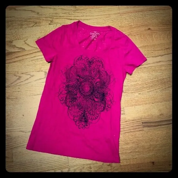 Faded Glory Womens Tee Size Small 4 6 Pink Indian Design‎ Burnout Fabric - Image 7