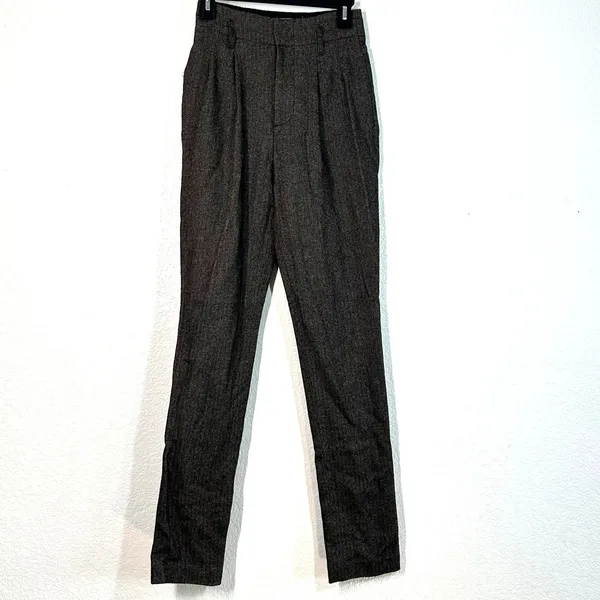 2 Pants Trouser Alice + Olivia Herringbone Wool 31"in Dark Academia Old Money - Image 4
