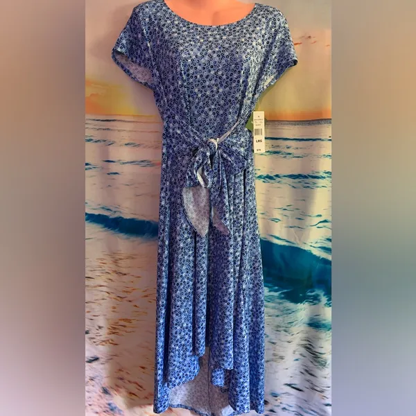 Robbie Bee Short Sleeve Cheetah Print Dots Midi Fit + Flare Dress Size LG BNWT - Image 4