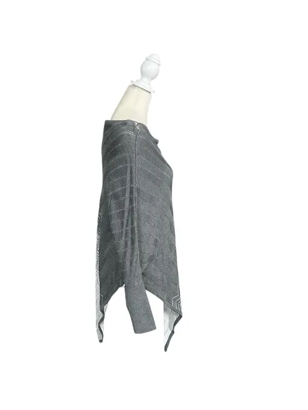 White House Black Market Ombre Metallic Batwing Sleeve Knit Poncho Medium Petite - Image 3