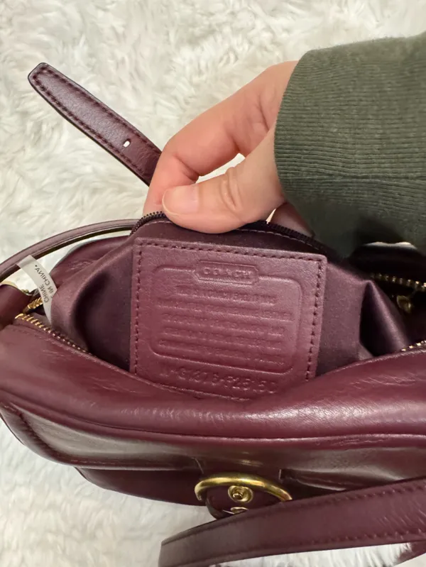 Coach Burgundy Leather Camera Crossbody with Gold Hardware - Image 4