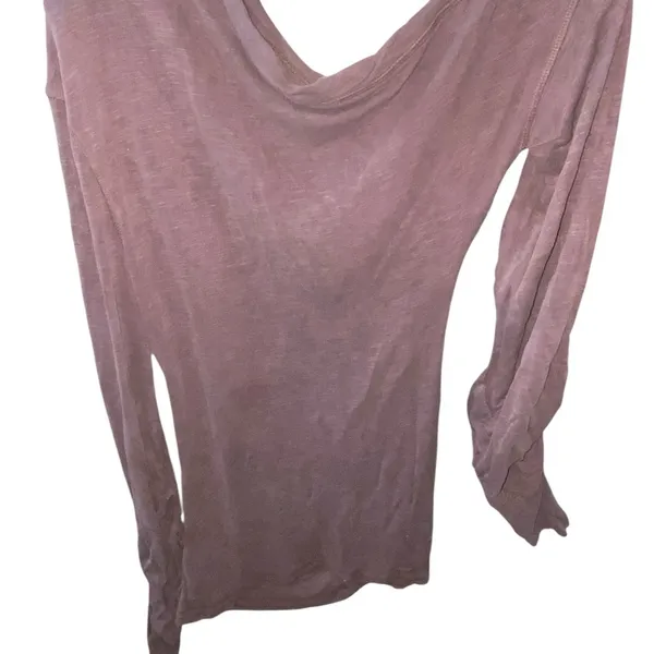 Free People Night We Met Long Sleeve purple Ruched Off The Shoulder Tunic Top - Image 9
