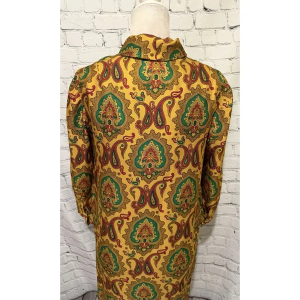 VTG 70s Paisley Floral Dress Vintage Hippie Groovy Vintage Rare M/L - Image 6