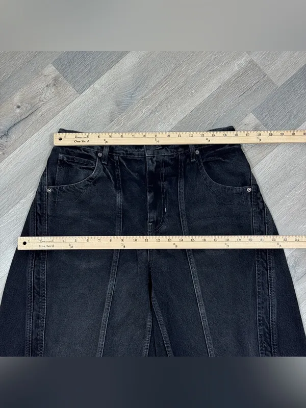 Free People Olsen Cuffed Barrel Jeans Black 28 Baggy Streetwear High Rise Grunge - Image 13