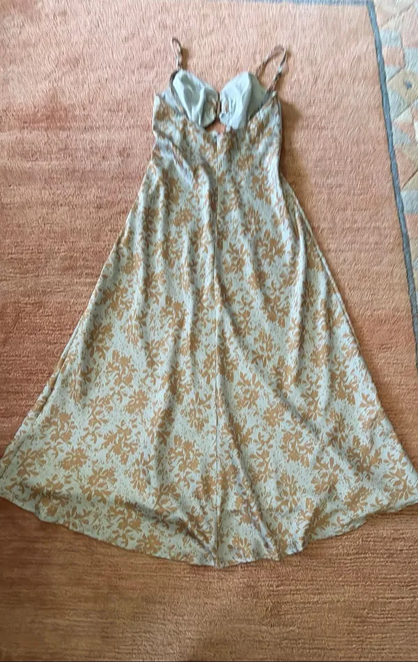 Here Comes The Sun Floral Satin Cutout Midi Dress US 2 AU 8 - Image 10