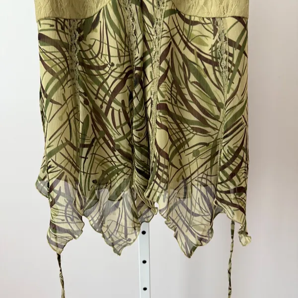 Separates by NY City Design Co. Y2k Fairy Green Brown Leaf‎ Print Lace Top sz L - Image 3