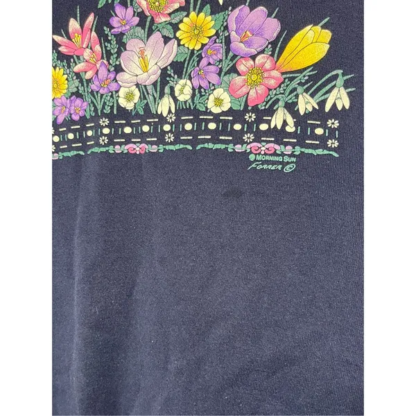 Vintage Morning Sun 90s Grandmacore Flower Print‎ Crewneck Sweatshirt Large - Image 3