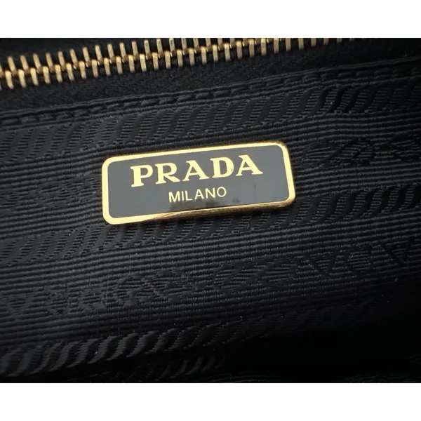 Prada black gold triangle nylon pouch toiletry cosmetic‎ case bag - Image 9