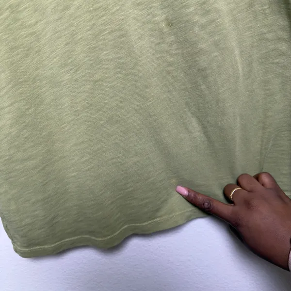 American Giant Women Cotton T-Shirt Large Green V-Neck Short‎ Sleeve - Image 4