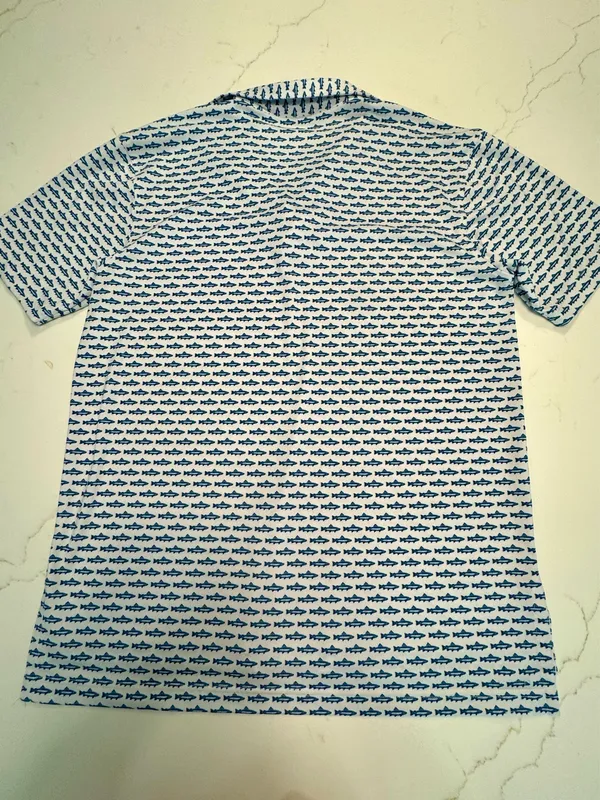 Turtleson Men's Blue Fish-Print Polo Shirt - Image 3
