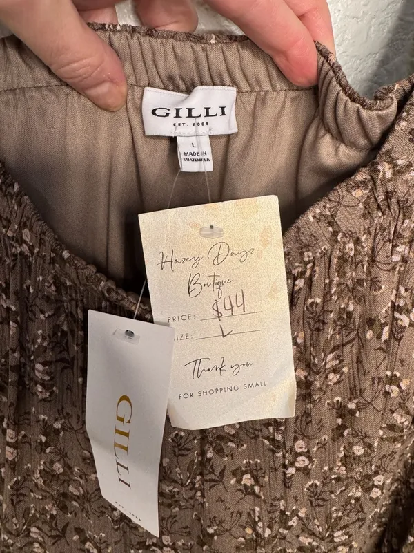 Gilli Women's Floral Long Sleeve Sweetheart Neck Dress Size L - Image 5