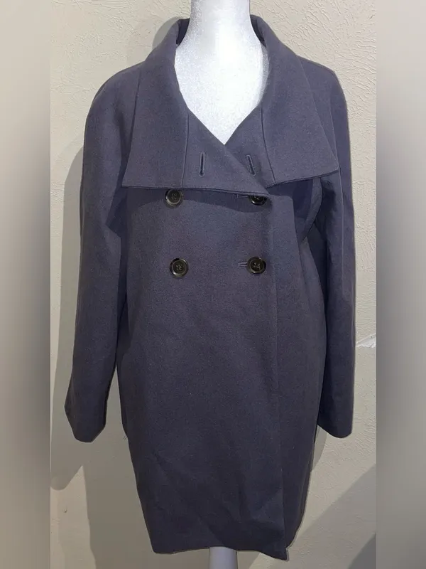 J.Crew Women’s Size 6 Purple Gray Wool Blend Double Breasted Peacoat Jacket Coat - Image 3