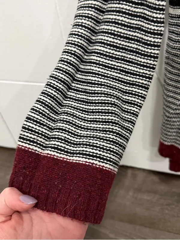 Anthropologie Field Flower Black and White Striped Turtleneck Sweater - Image 3