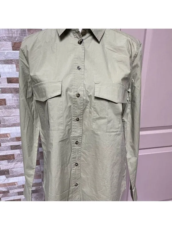 NWT MASSIMO DUTTI - 100% cotton Utility shirt M Academia Minimalist Quiet Luxury - Image 3
