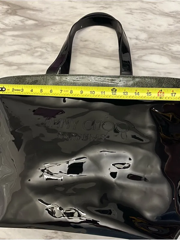 Jimmy Choo Parfums Black Patent Tote Bag Large Glossy Shopper Bag - Image 10