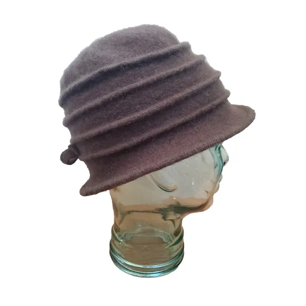 Art Deco Felt Wool Hat Floral Flower Winter Bucket Cap Hat Adult Retro OSFM - Image 4